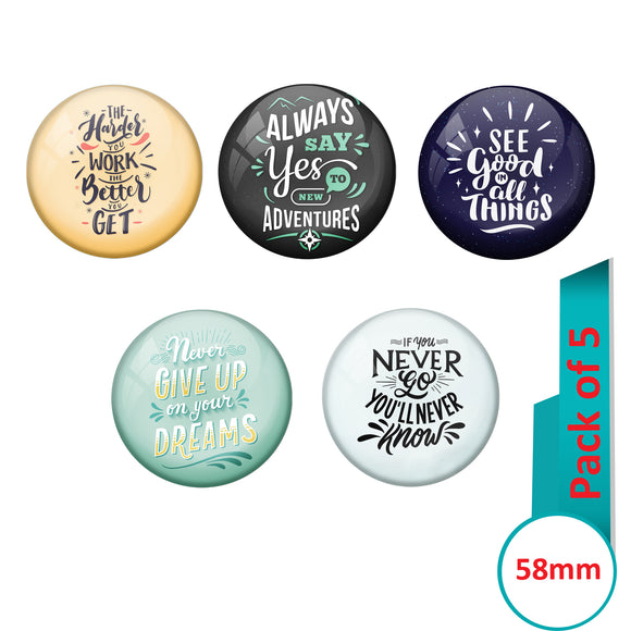 AVI Multi Colour Metal  Pin Badges  with Pack of 5 Happy Positive quotes PQ 2 Design