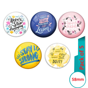 AVI Multi Colour Metal  Pin Badges  with Pack of 5 Happy Positive quotes PQ 7 Design