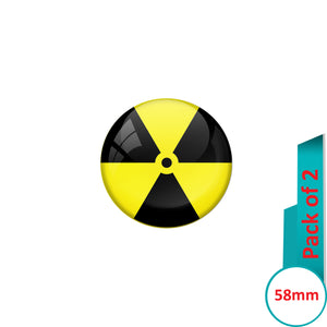 AVI Pin Badges with Yellow Radiation hazard Quote Design Pack of 2