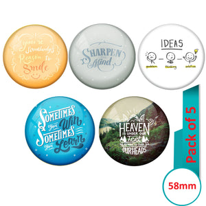 AVI Multi Colour Metal  Pin Badges  with Pack of 5 Happy Positive quotes PQ 45 Design