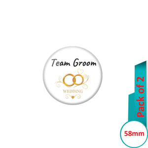 AVI Pin Badges with Multi Team Groom Wedding Ring Quote Design Pack of 2